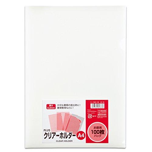 Amazon | プラス クリアホルダー A4 100枚 クリアー FL-170HO-100 88
