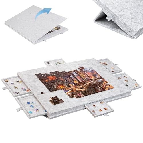 Table de puzzle anti-mal de dos avec plateau antidérapant et tiroirs sécurisés