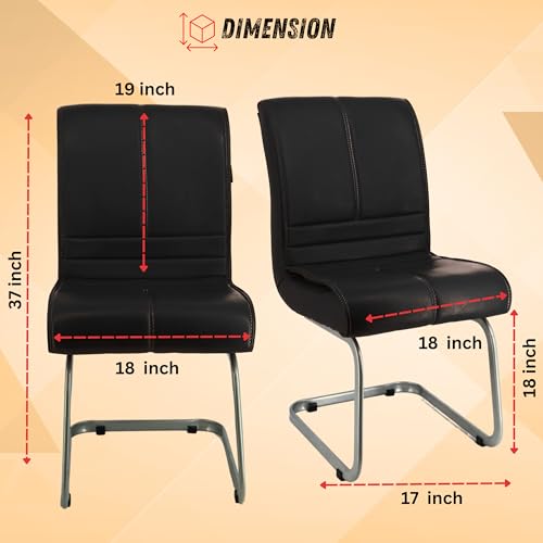 Image of NEWTURN Thanos No-Handles (Pre-Assembled) Office Visitor Chair| Fixed Stand Chair| Computer Chair| Study Chair| Desk Chair| Work from Home| Teak Wood Workstation Chair with 2 Years Warranty (Black)