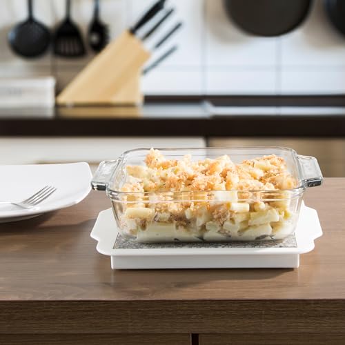 Chef Buddy Food Warmer Plate - Microwavable 9-Inch Marble Hot Plate Keeps Food Warm Longer - Great for Parties, Family Gatherings, and Holidays