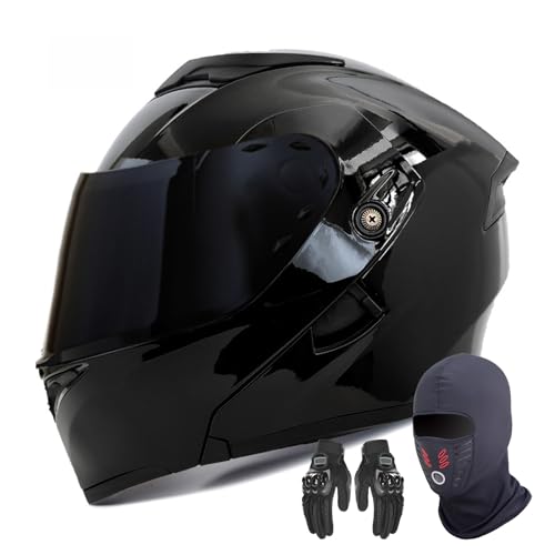 GNIUBBDB Casque de Moto modulaire intégral pour Adultes Hommes et Femmes Casque de Moto Rabattable homologué ECE avec Double Pare-Soleil C-2,XXXL (65cm)
