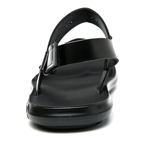 Men's Studded Sandals Black Leather Sandals with Adjustable Back Straps Summer Casual Beach Comfort Slides3