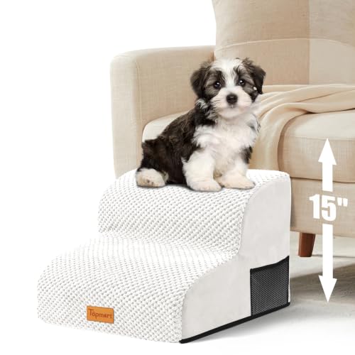 Image of Topmart High Density Foam Pet Steps 2 Tiers,11.8 inch High,Non-Slip Dog Stairs | Soft Foam Dog Ramp Ladder,Best for Injured,Older Cats,Pets with Joint Pain,Suitable for Low Sofas,Stairs,Lower Place