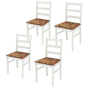 GIANTEX Eetgroep eettafel met 4 stoelen, eetkamergroep, keukentafelset voor 4 personen, eettafel massief hout, eetkamerset, zitgroep voor eetkamer keuken