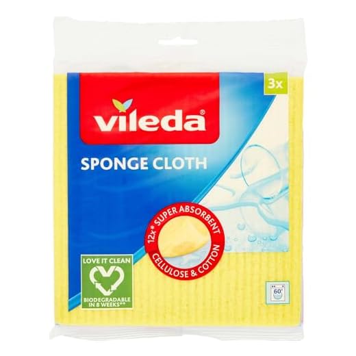 Vileda Panno Spugna tre panni, Algodón, Fibra, pulizia, 3 Unidades