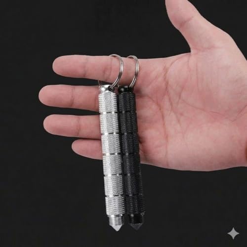 Image of Pocket Cutter & Emergency Tool with Keychain | Box and Package Opener with Glass Breaker - Portable Travel Utility Tool for Car Safety & Escape Tool MULTICOLOR,(SILVER) (BLACK)