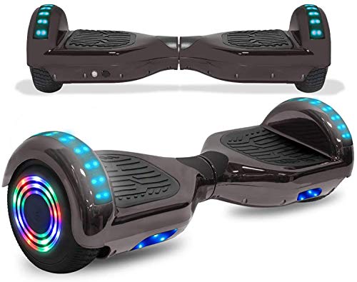 CHO POWER SPORTS Electric Hoverboard Safety Certified Hover Board Electric Self Balancing Scooter with Built in Speaker LED Lights Wheels (-Shiny Noir)