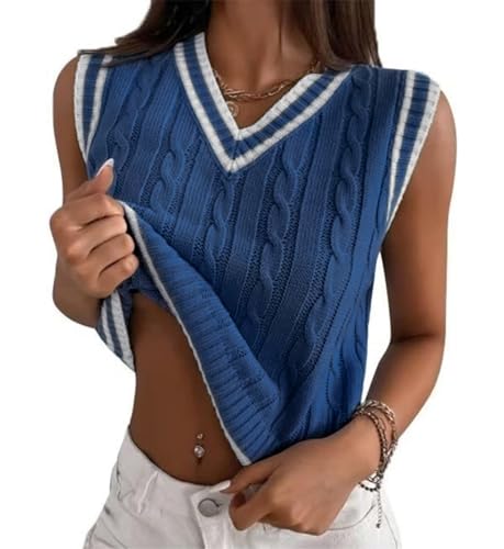 Image of Womens Sweater Vest Sleeveless Cotton Casual V Neck Pullover