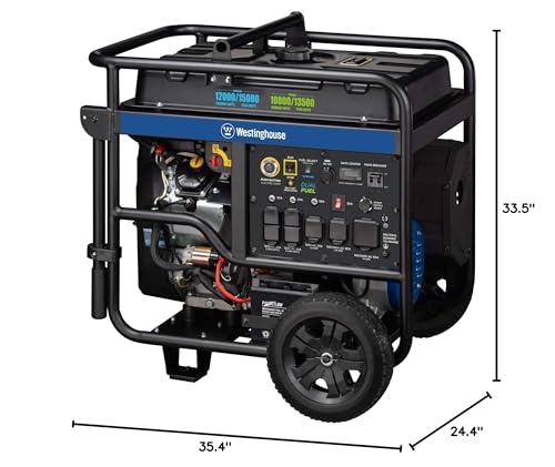 Westinghouse 18000 Peak Watt Dual Fuel Home Backup Portable Generator, Remote Electric Start, Transfer Switch Ready, Gas & Propane Powered, CO Sensor - Image 3