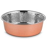 Petco Brand - Harmony Copper-Plated and Hammered Stainless-Steel Dog Bowl, 8 Cups, Large