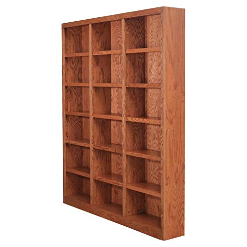 Bowery Hill Traditional 84" Tall 18-Shelf Triple Wide Wood Bookcase Storage With Adjustable Shelves For Home, Office, Laundry, Bedroom, Kitchen And Garage, In Dry Oak #TOP5