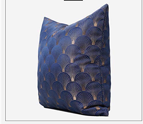 Fundas de Cojín Decorativa Sofá de con Estampado de Concha Jacquard Decorado con Fundas de Almohada Cuadradas Azul Oscuro 45x45cm (Incluye Relleno)
