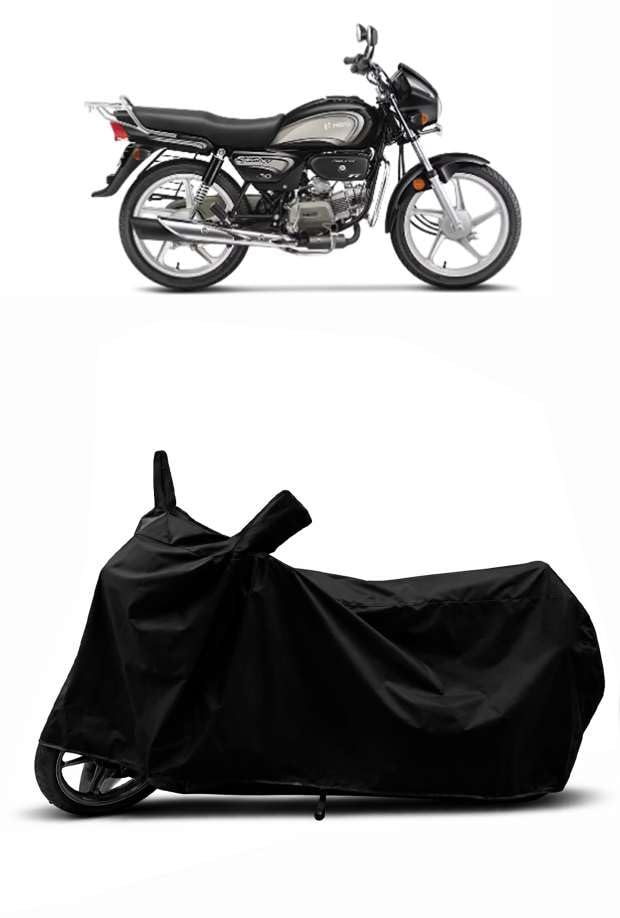 Image of Sheild Heavy Duty Waterproof Scooty & Bike Cover for Hero Splendor Plus - UV Resistant, Dustproof & Rain Protection, All-Weather Outdoor Cover for Bikes & Scooty with Buckle Straps(Black)