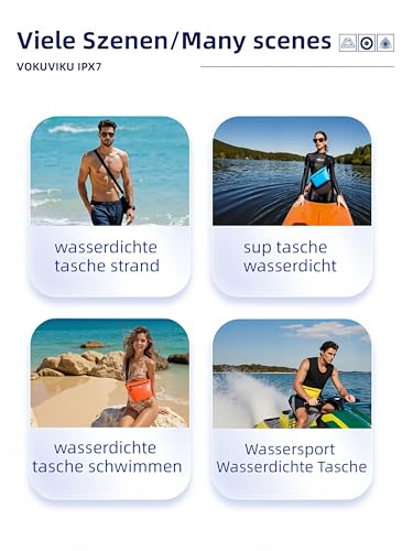 VOKUVIKU wasserdichte Tasche, sup Tasche wasserdicht klein, wasserdichte Handyhülle IPX7 mit Touch-Handyfenster, Wassersport Strand Schwimmen Boot Fahren usw, Gelb