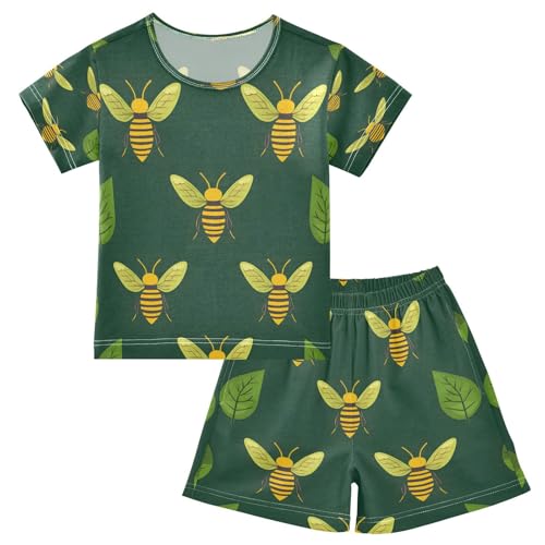 senya Short Sleeve Pajamas Sets Summer Cotton Sleepwear Yellow Bee Pattern