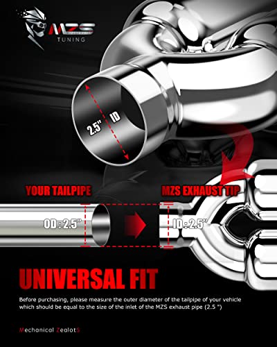 Image of MZS Dual Exhaust Tips 2.5 inch Inlet 3.5 inch Outlet Tailpipe Universal Silver 1Pcs