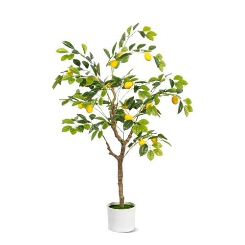 Artificial Lemon Tree 4FT Tall Faux Lemon Tree 4 Feet Fake Lemon Tree Faux Plants with Realistic...