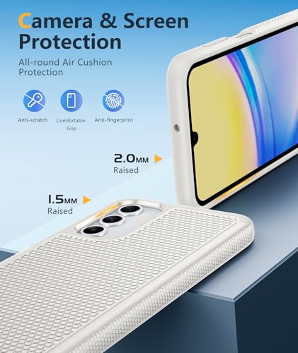 Image of FNTCASE for Galaxy A15-5G Phone Case - Samsung A15 5G Military Grade Drop Protection, 14ft Drop Tested, Screen Protector Included, Anti-Slip Textured, TPU+PC Dual Layer Shockproof Cover (Off-White)
