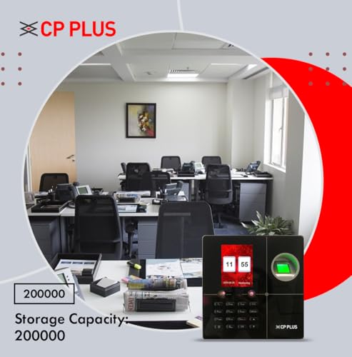 Image of CP PLUS Face & Fingerprint Time and Attendance Machine | Biometric System with ID Card & Password Access | Built-in Battery | Fast Recognition ≤1s | 1000 Face & 10000 Finger | CP-VTA-M1143