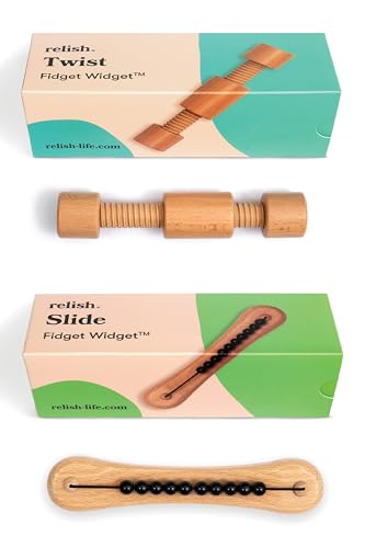 Relish - Fidget Toys, Fidget Widget Twin Pack Wooden Toy Set – Alzheimer's & Dementia Sensory Products, Activities for Elderly/Seniors Relish - Fidget Toys, Fidget Widget Twin Pack Wooden Toy Set – Alzheimer's & Dementia Sensory Products, Activities for Elderly/Seniors