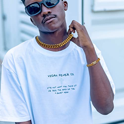 Jxlepe Mens Miami Cuban Link Chain 18K Gold 15mm Stainless Steel Curb Necklace with cz Diamond Chain Choker