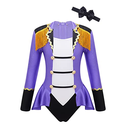 CHICTRY Disfraz de Circo con Lentejuelas para Niñas Body Mangas Largas Disfraz Costume Cosplay Disfraces Navidad Fiesta Halloween Carnaval Niña Morado 15-16 años Cover