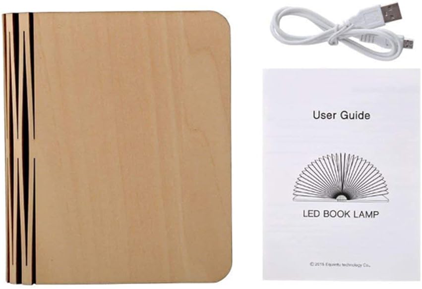 Wooden Book Light, Folding Book Lamp Folding Night Light Portable Desk Light USB Rechargeable Table Lamp Magnetic Design for Home and Office Decor (Brown Cover, 1Pcs Small 5 Lighting Colors)