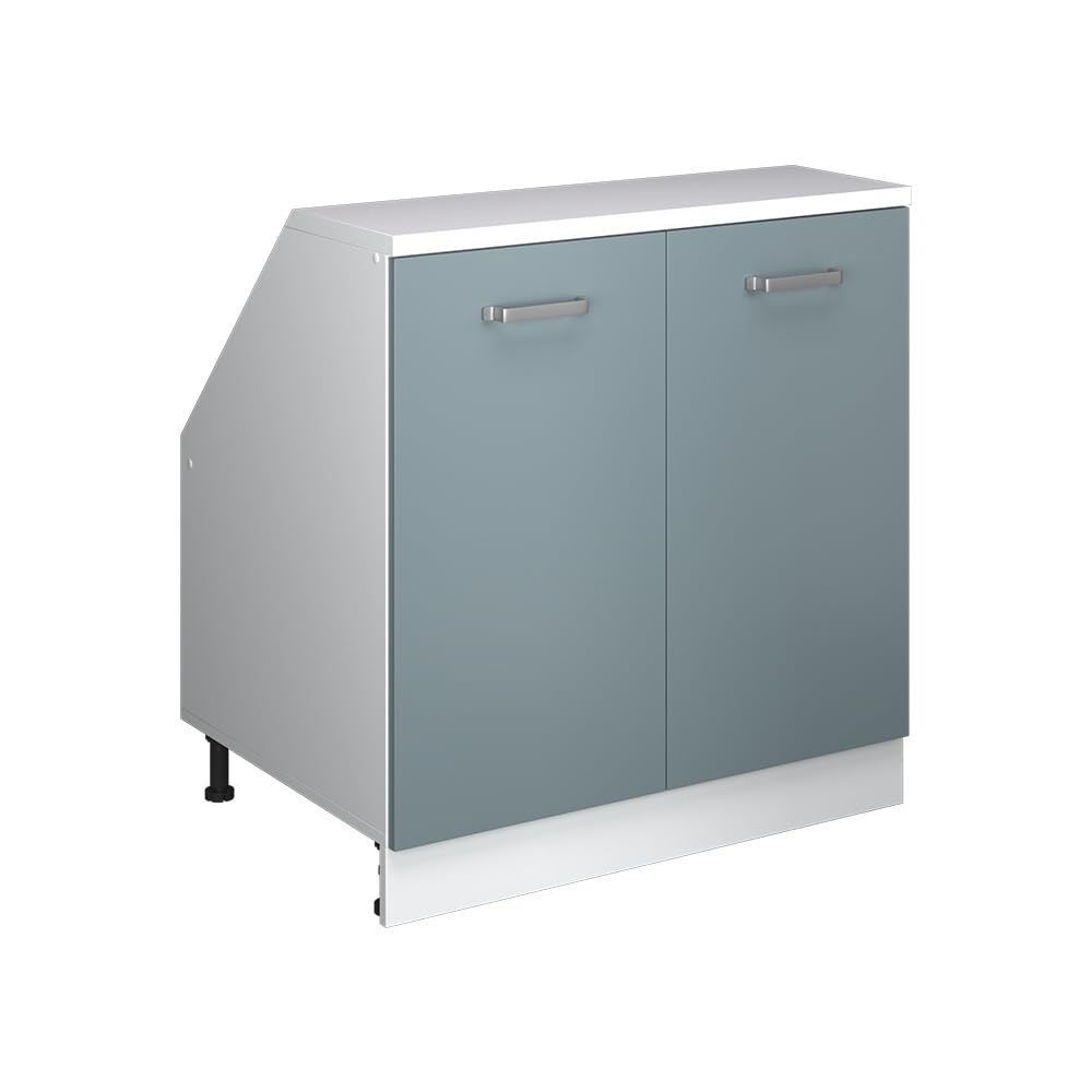 Vicco Kitchen cabinet for sloping roofs Raul, Blue-Grey, 80 cm with 2 doors, cabinet carcass 60 cm depth, for flexible combination within modular kitchen systems — image 1