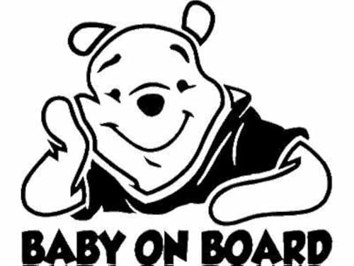 Image of Baby on Board Winnie De Pooh Baby Decal Sticker Vinyl for Car Windows (5.5" inches (Black))