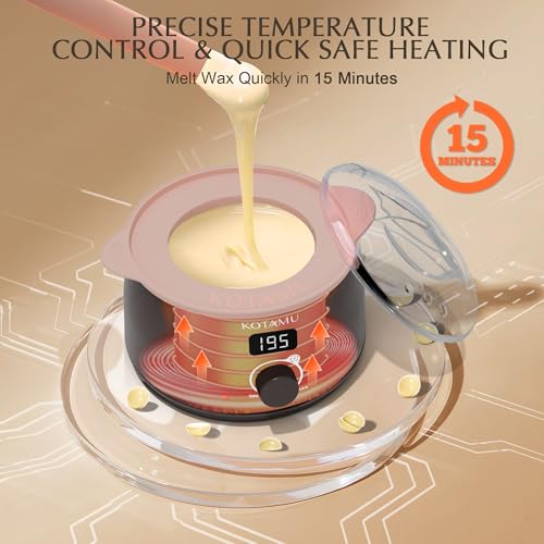 KOTAMU Waxing Kit-Professional Wax Warmer for Women& Men Hair Removal,Black Waxing Machine With Silicone Pot, Sensitive Skin Friendly Body Wax Kit Ideal for Face Bikin Brazilian Leg Home Salon