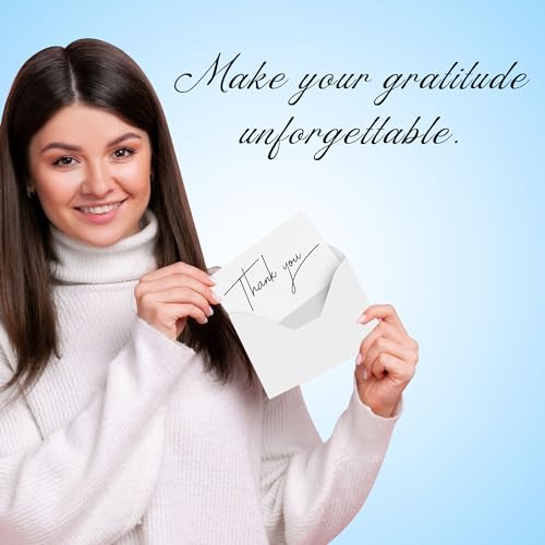 Image of Oaklyn 48 Pack Thank You Cards with Envelopes 4 inchx 5.25 inch for Weddings, Baby Shower, Birthday Parties, Business, and Graduation Thank You Cards Blank - Black and White