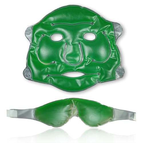 Image of Aqua Ice Face & Eye Cooling Gel Mask and Aloe Vera Gel Mask Ice Pack for Face and Eye Patches Remove Dark Circles, Fatigue Cool Eyes Patch Pads Eye Care | Facial Skin Refresh Face Mask for Hot & Cold Therapy (Small Aloe Face Mask, Green Eye Mask)