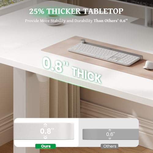 Image of Electric Standing Desk Adjustable - 55 x 24 Inch Sit Stand up Desk with 0.8 Inch Thick Tabletop - Adjustable Height Table with 3 Memory Preset, Cable Management for Home Office