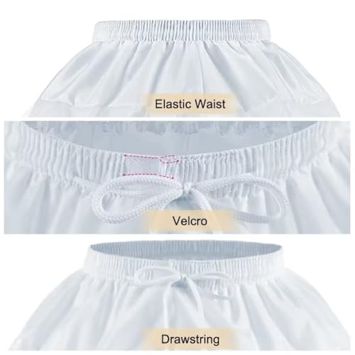2 Hoops Full Slip Double Layers Tulle Petticoats Elastic Waist Crinoline Underskirt for Flower Girls Dress White 45cm3