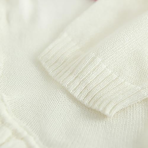 Knitted Cardigan for Evening Dress Girls Cropped Sweaters Ruffle Trim Long Sleeve Trendy Shawl Plain Cute Sweater4