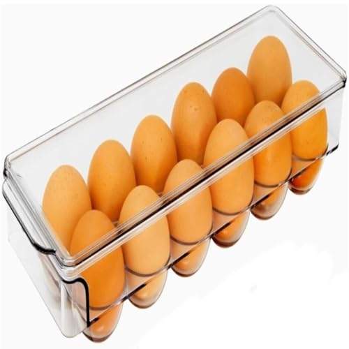 Image of INKULTURE Acrylic Egg Storage Box or Egg Trays for Refrigerator with Lid & Handles Egg Tray Box for 12 Egg | Long Clear & Unbreakable