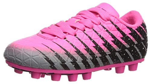 Vizari Unisex-Kid's Bolt FG Pink/Black/Silver Size 1 Soccer Shoe, 1 Regular US Little Kid