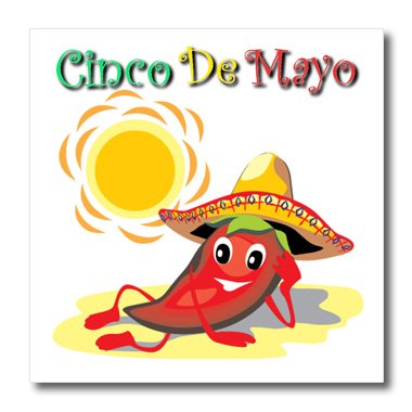 3dRose ht_63109_2 Cinco De Mayo Pepper Iron on Heat Transfer Paper for White Material, 6 by 6-Inch
