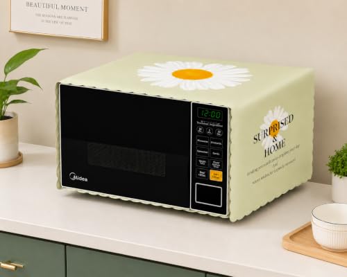 Image of Microwave Oven Cover - Waterproof & Dustproof Protective Cover for Kitchen, Heat Resistant Fabric, Universal Fit for Standard Microwave Ovens, Easy Clean Stylish Printed Design (Mint Green)