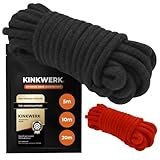 KINKWERK Bondage Seil aus Baumwolle | Weiches Fesselseil für Bondage, BDSM | Fesselspiele für Anfänger & Profis | Fesselspiele, BDSM Zubehör (Schwarz, 5m)