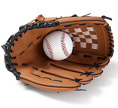 Cz-Xing Youth Baseball Glove/Softball Glove Series Outdoor Baseball Glove Teenager Wild Baseball Gloves Right Handed Thrower Softball Gloves Multicolor-11.5/12.5 Inch Sports Gloves (Brown, L) #TOP2