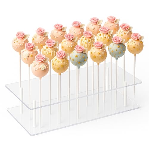 Cyrylc Cake Pop Stand - 21 Holes Lollipop Display Stand,Acrylic Cake Pops Holder Disply For Weddings, Baby Showers, Birthday, Party,Halloween Candy Decorative