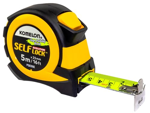 Komelon PSE55E 5M/16' Metric Self-Lock Tape Measure, Yellow/Black