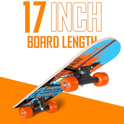 Image of Rude Boyz 17 inch Micro Complete Skateboard | Maple Wood | ABEC 7 Bearings | Double Kick Concave Deck | Kids Skateboard, Ideal Toddler Cruiser Ages 2-5