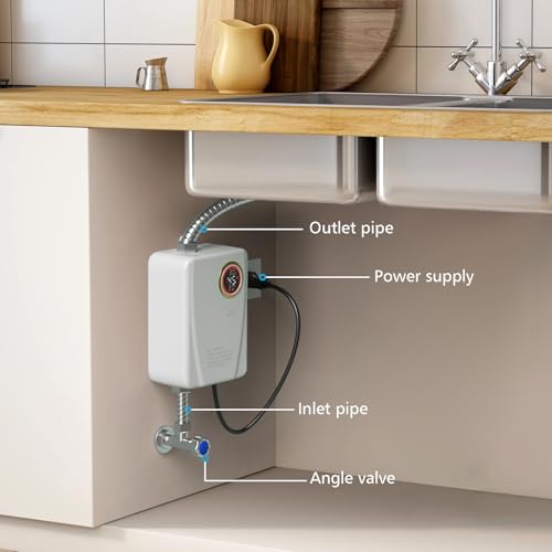 Elektronischer Durchlauferhitzer Küche 220V 3500W elektrische Warmwasserbereiter tankloser Mini-Warmwasserbereiter mit LED Temperaturanzeige, Elektrisch Instant Klein Durchlauferhitzer für Küche, Bad