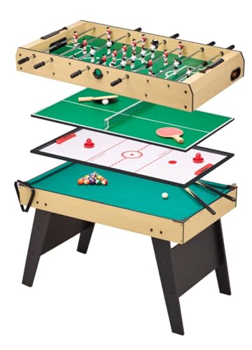 Kangui - Table Multi Jeux 4 en 1 pour Toute la Famille - Baby-Foot - Billard - Ping Pong - Hockey