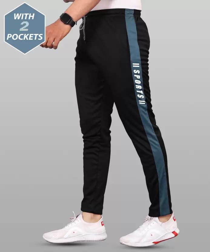 Image of Track Pants for Mens /Joggers for Mens /Mens Lower Polyester with Two Side Zipper Pockets for Gym, Yoga, Exercise, Morning Walk, Jogging, Sports (L1 Pack of 2)