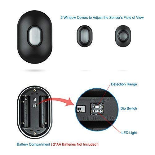 KERUI DW9 Driveway Alarm Wireless Weatherproof Outdoor PIR Motion Detector Indoor Chime Receiver DIY Entry Auto Doorbell Perimeter Entry Alert System for Home Shed Garage Shop Store Restaurant Black