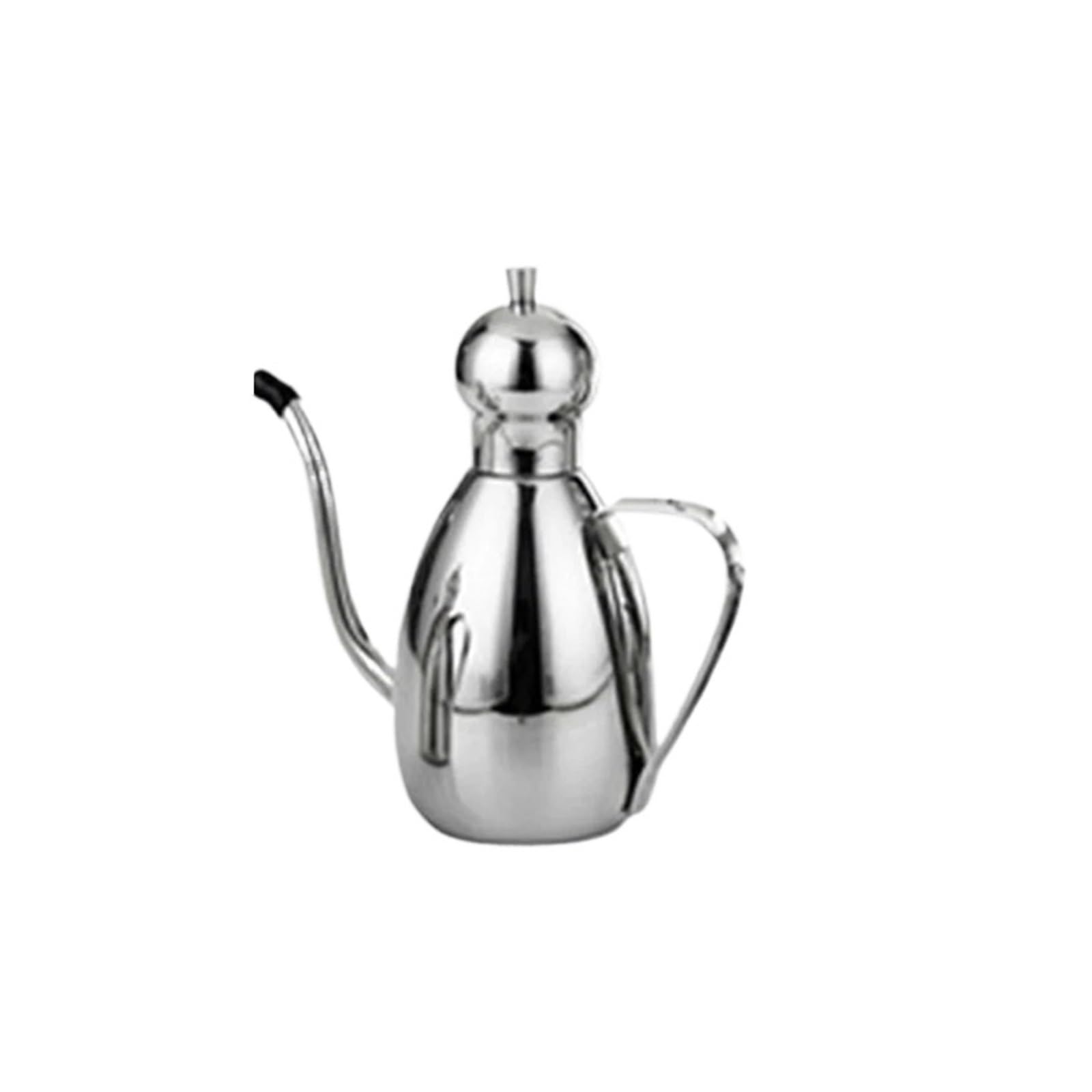 Lata de aceite tipo tambor de acero inoxidable con tapa, 350/500/1000ml | Recipiente para condimentos y salsa de soja, 65x133x155 a 100x220x205mm(Silver-350ml)