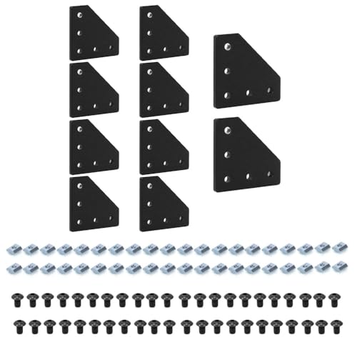 Image of 10pcs Black 4040 Aluminum Extrusion Joint Plate Connector Corner L Bracket 4040 V Slot Hardware T Slotted Accessories with T Nuts and Screws for Aluminum Profile 3D Printer Frame Part